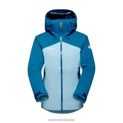 Mammut chaqueta con capucha alto guía hs hielo frío y azul profundo - Mammut Ropa Deportiva HH4JB658 mujer
